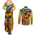 South Africa Heritage Day Couples Matching Summer Maxi Dress and Long Sleeve Button Shirts Traditional Dancer Kente Pattern With Flag Style - Wonder Print Shop