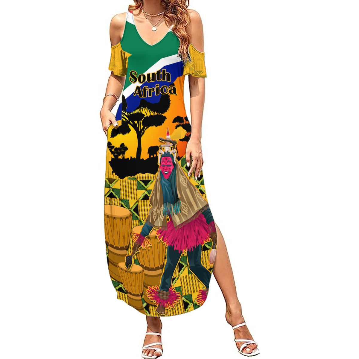 south-africa-heritage-day-summer-maxi-dress-traditional-dancer-kente-pattern-with-flag-style