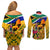 Personalised South Africa Heritage Day Couples Matching Off Shoulder Short Dress and Long Sleeve Button Shirts Traditional Dancer Kente Pattern With Flag Style - Wonder Print Shop