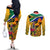 personalised-south-africa-heritage-day-couples-matching-off-the-shoulder-long-sleeve-dress-and-long-sleeve-button-shirts-traditional-dancer-kente-pattern-with-flag-style