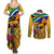 Personalised South Africa Heritage Day Couples Matching Summer Maxi Dress and Long Sleeve Button Shirts Traditional Dancer Kente Pattern With Flag Style - Wonder Print Shop