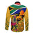 Personalised South Africa Heritage Day Long Sleeve Button Shirt Traditional Dancer Kente Pattern With Flag Style - Wonder Print Shop