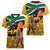 Personalised South Africa Heritage Day Women V Neck T Shirt Traditional Dancer Kente Pattern With Flag Style - Wonder Print Shop