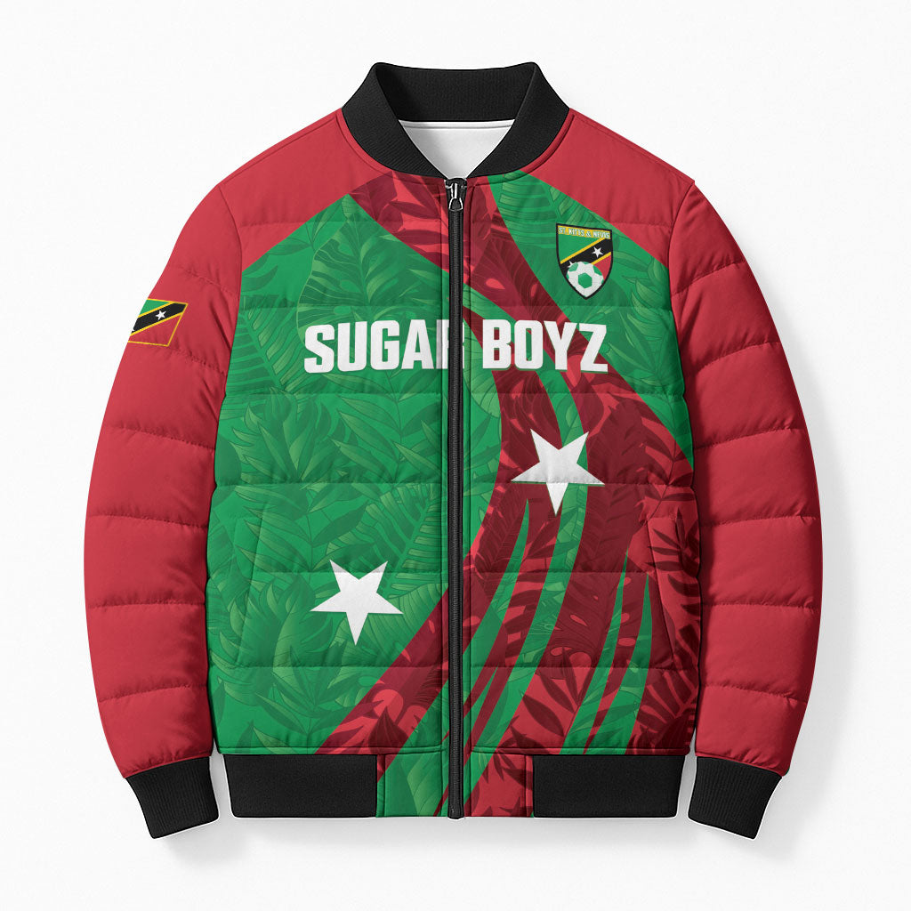 Saint Kitts and Nevis Football 2026 Custom Bomber Puffer Jacket Go Sugar Boyz Green Tropical Vibes