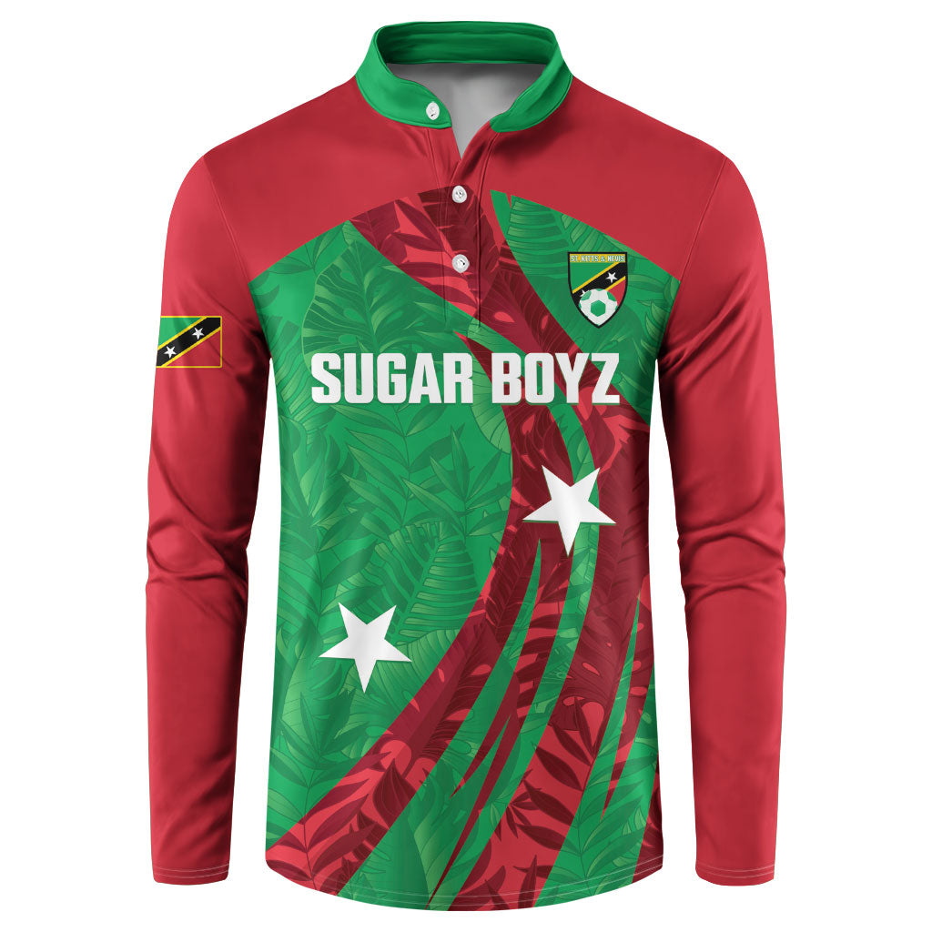 Saint Kitts and Nevis Football 2026 Custom Button Sweatshirt Go Sugar Boyz Green Tropical Vibes