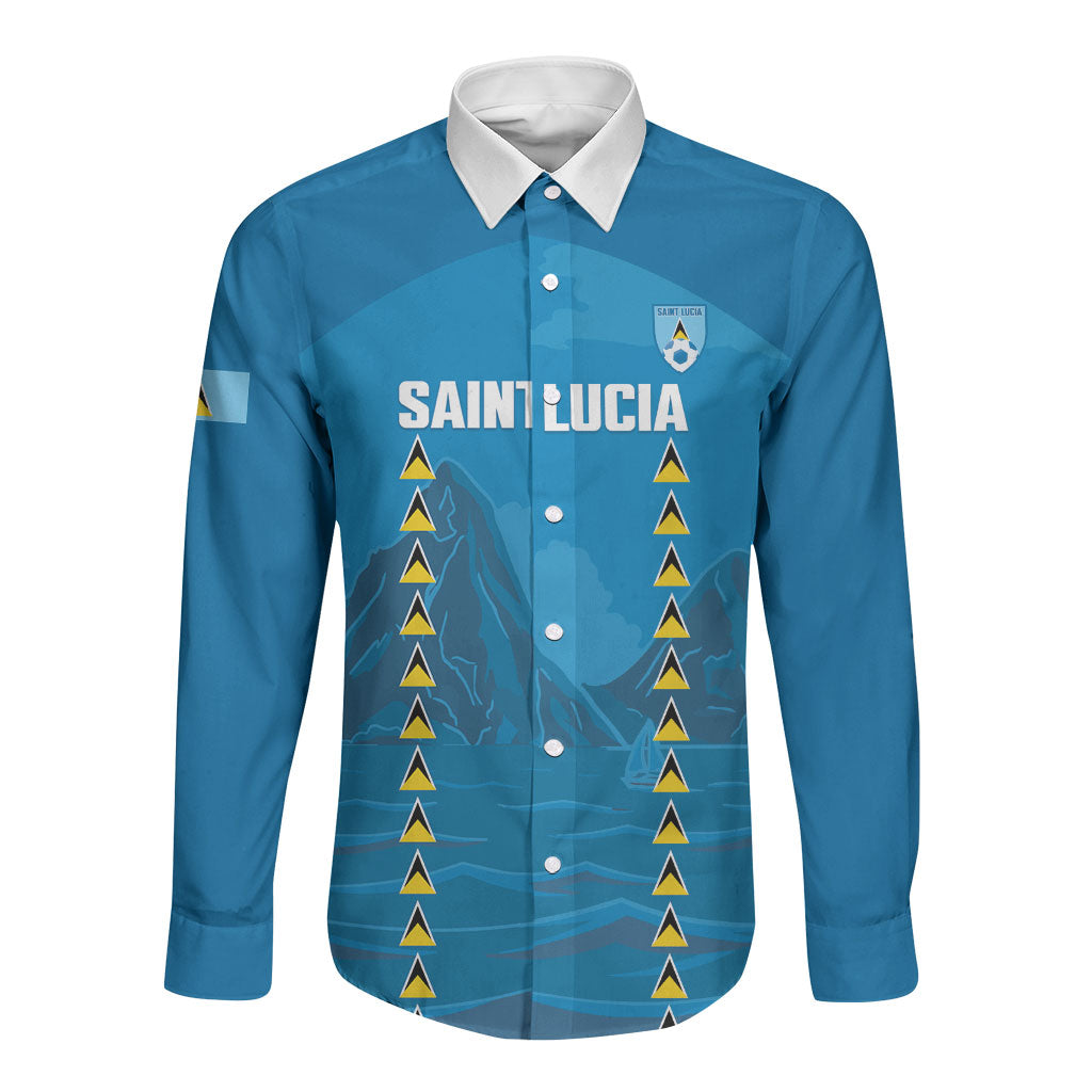 Saint Lucia Football 2026 Custom Long Sleeve Button Shirt Go Saint Lucian Pitons