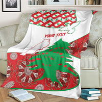 Personalized Lebanon blanket with cedar, Lebanese map, red/green patterns and 'YOUR TEXT'