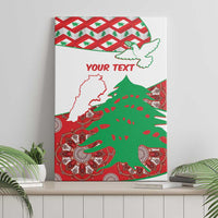 Framed canvas wall art featuring Lebanon map in red and green patterned illustration