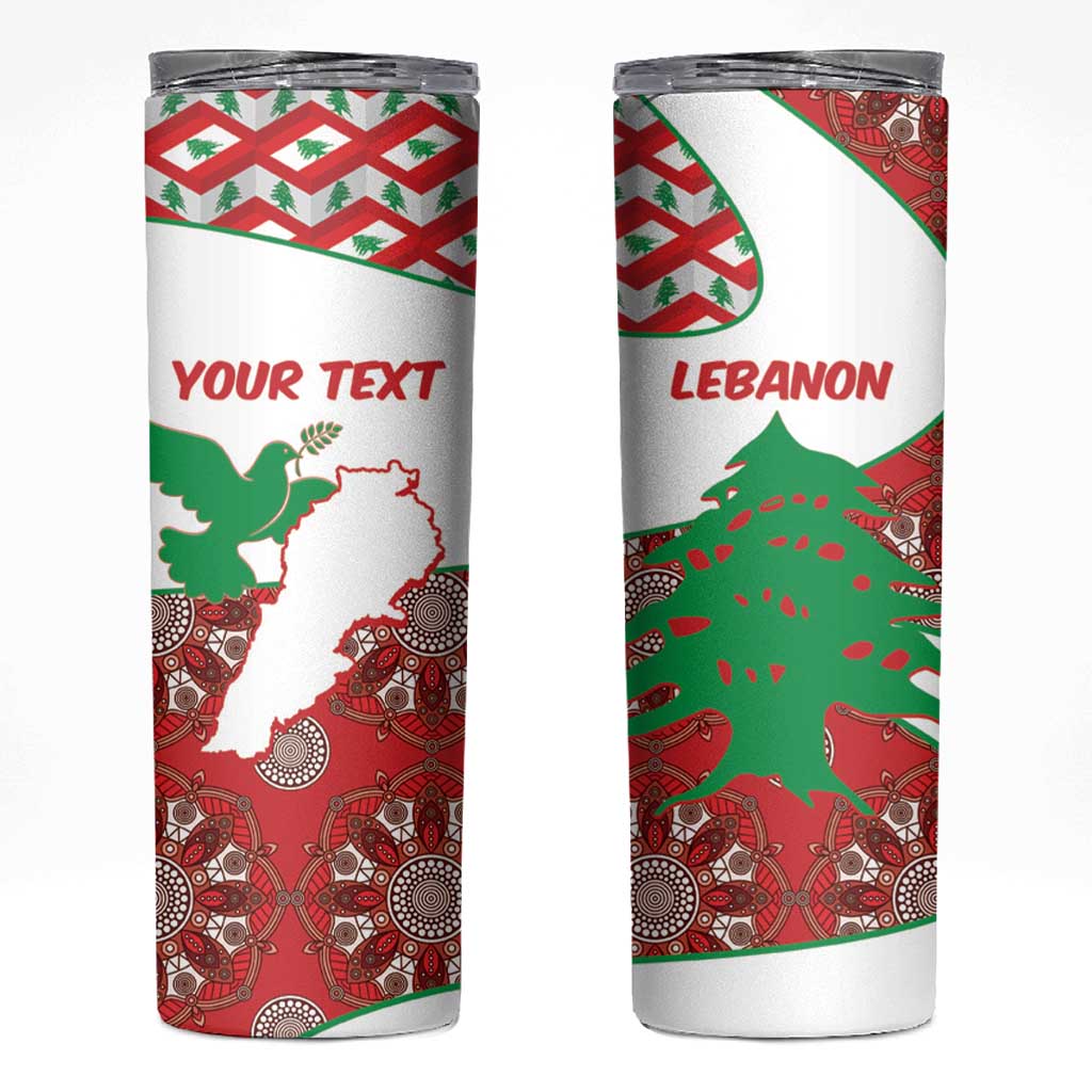 Personalised Lebanon Independence Day Skinny Tumbler Lebanese Map With Cedrus - Wonder Print Shop