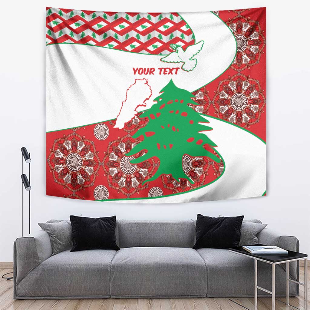 Personalised Lebanon Independence Day Tapestry Lebanese Map With Cedrus