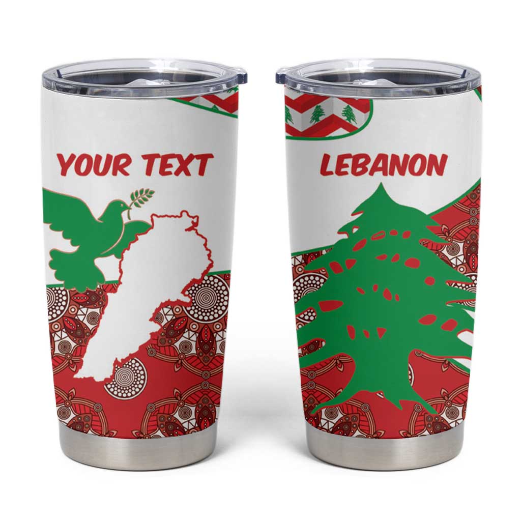 Personalised Lebanon Independence Day Tumbler Cup Lebanese Map With Cedrus - Wonder Print Shop