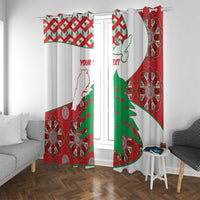 Custom Lebanon independence curtains with Lebanese map print and red-green decorative details