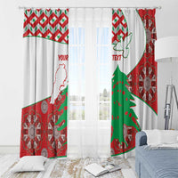 Custom window curtain pair with Lebanese flag print, cedar tree, and red-green map artwork