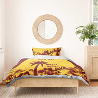 Gold West Indies cricket bedding set with palm logo on duvet and two pillowcases