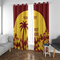 Gold and maroon West Indies window curtain set with palm tree graphic and custom text