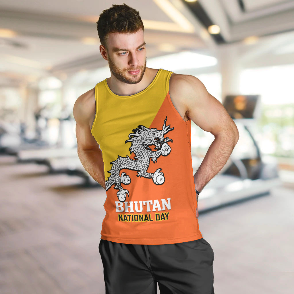 Personalised Bhutan National Day Men Tank Top Coat Of Arms Mix Flag Style - Wonder Print Shop