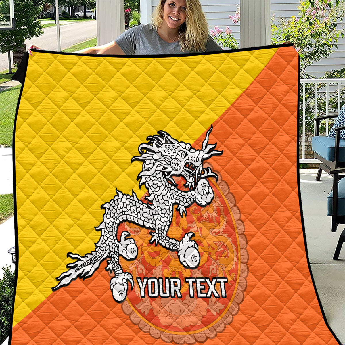 personalised-bhutan-national-day-quilt-coat-of-arms-mix-flag-style