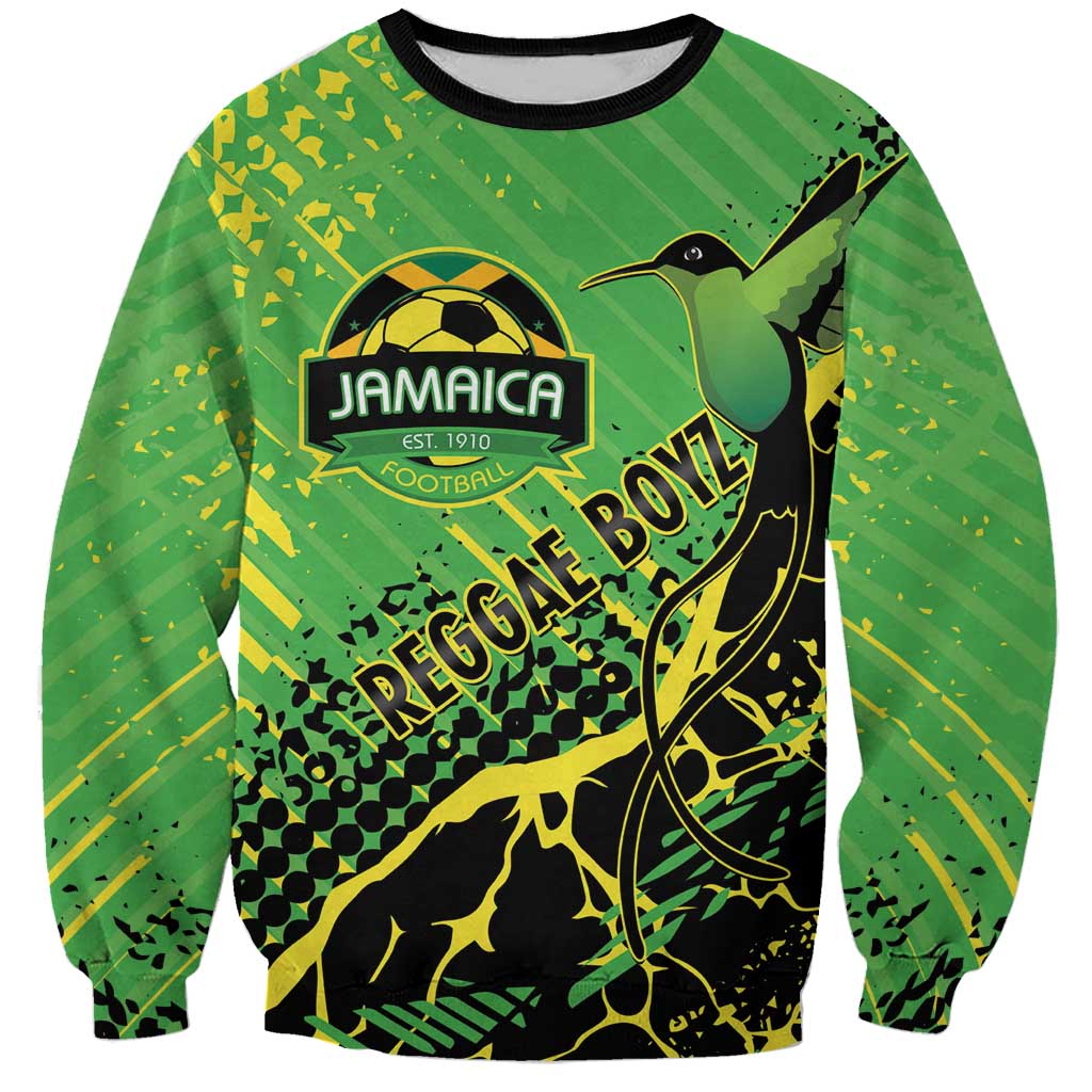Custom Jamaica Football Sweatshirt Come On Reggae Boyz Red-billed streamertail - Wonder Print Shop