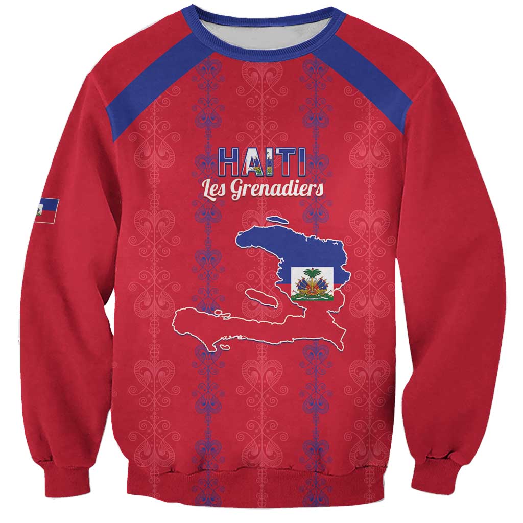 Custom Haiti Football Sweatshirt Les Grenadiers Veve Vodou Red - Wonder Print Shop