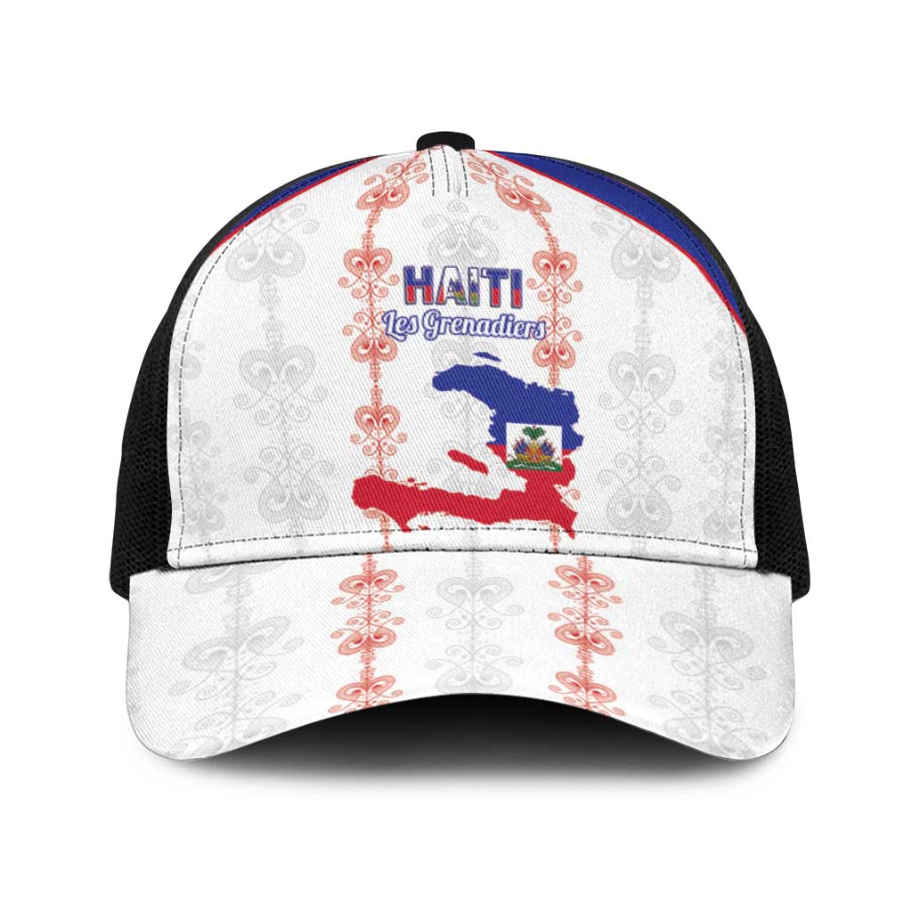Haiti Football Baseball Net Cap Les Grenadiers Veve Vodou White - Wonder Print Shop