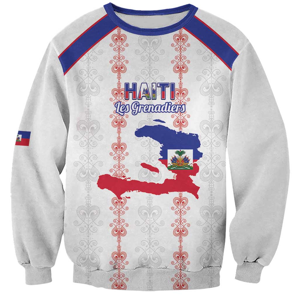 Custom Haiti Football Sweatshirt Les Grenadiers Veve Vodou White - Wonder Print Shop