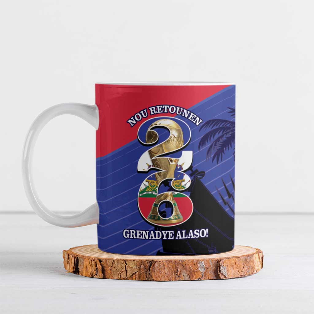 Personalized Les Grenadiers Haiti Football Ceramic Mug 2026 Nou Retounen Blue Version - Wonder Print Shop