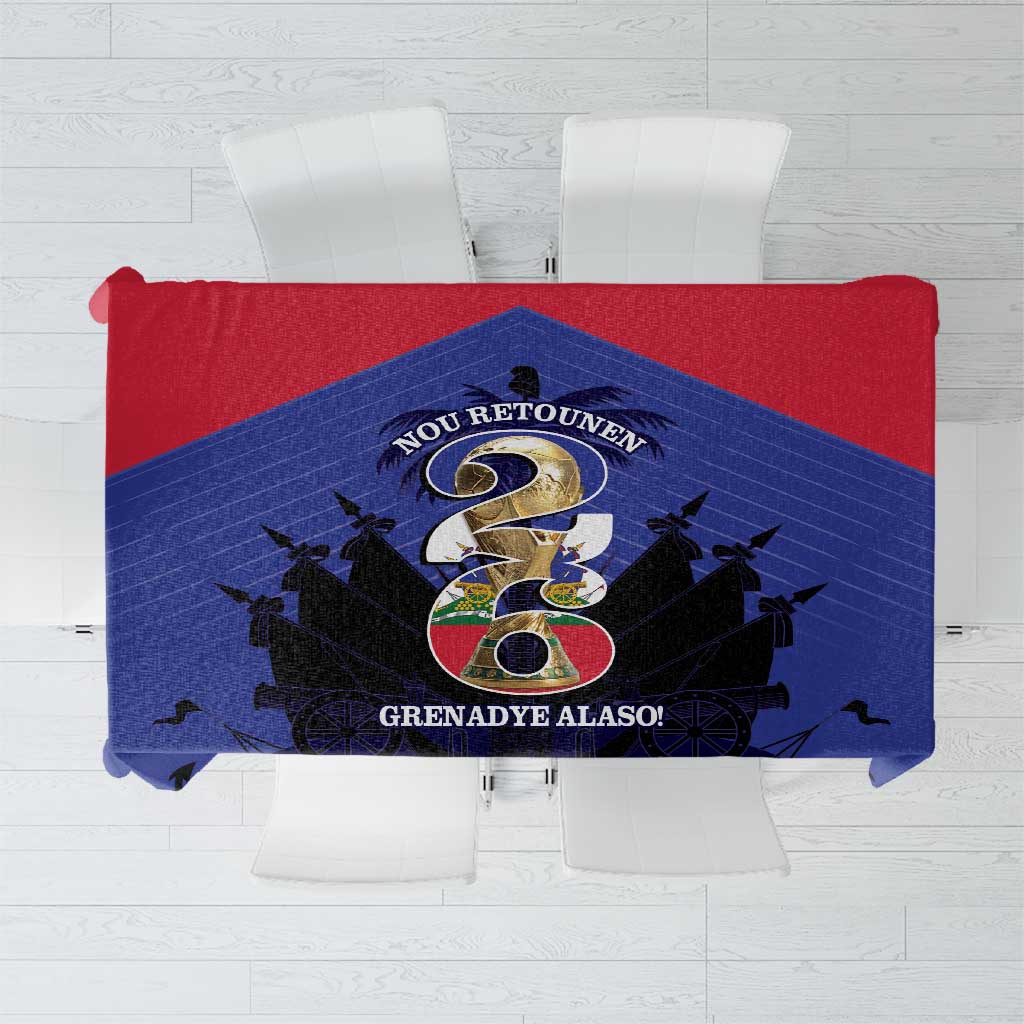 Les Grenadiers Haiti Football Tablecloth 2026 Nou Retounen Blue Version - Wonder Print Shop