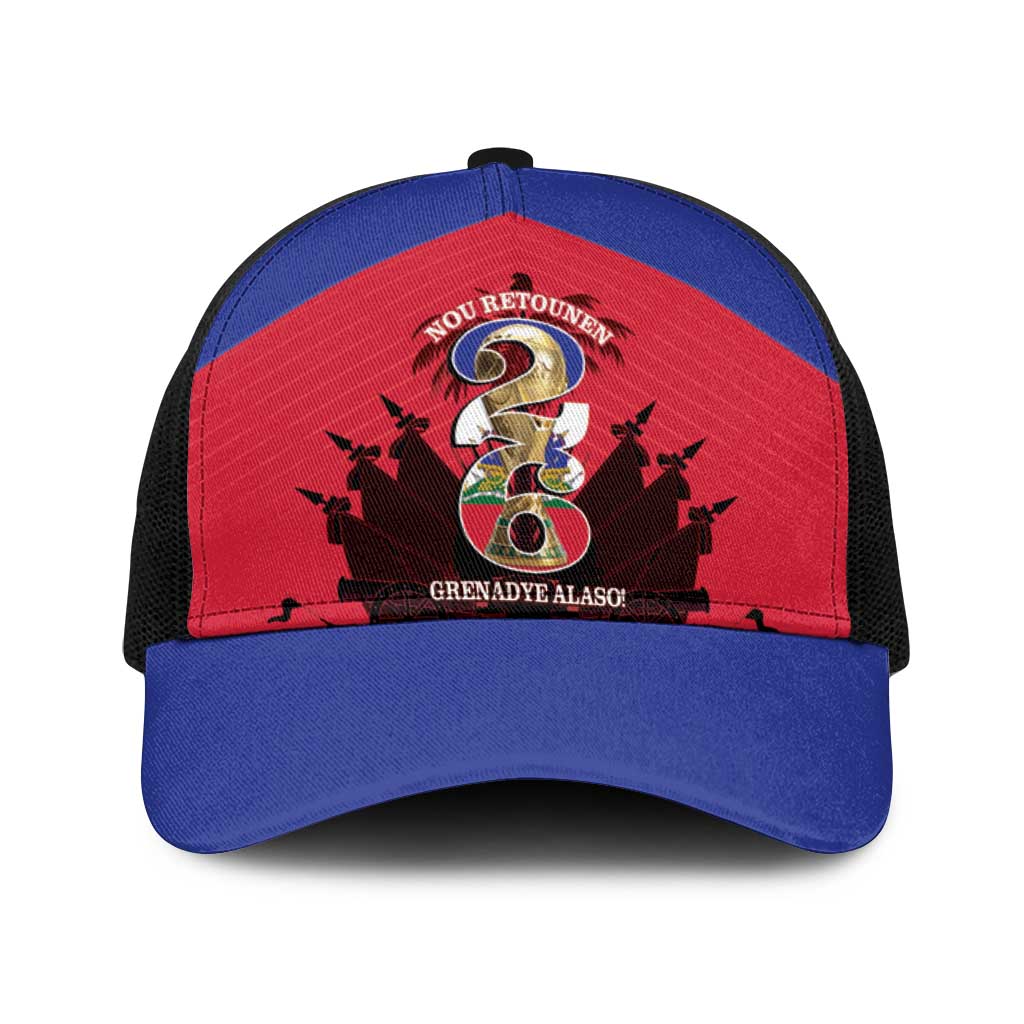 Les Grenadiers Haiti Football Baseball Net Cap 2026 Nou Retounen Red Version - Wonder Print Shop