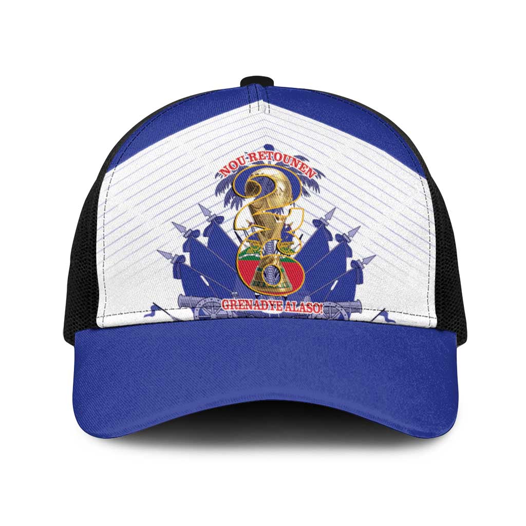 Les Grenadiers Haiti Football Baseball Net Cap 2026 Nou Retounen White Version - Wonder Print Shop