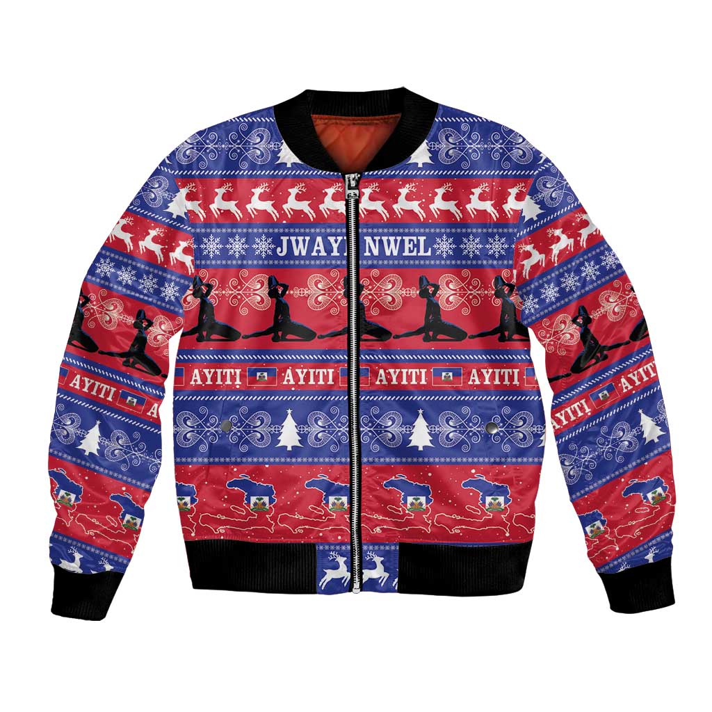 Haiti Christmas Bomber Jacket Jwaye Nwel Ayiti Neg Marron Veve Vodou - Wonder Print Shop