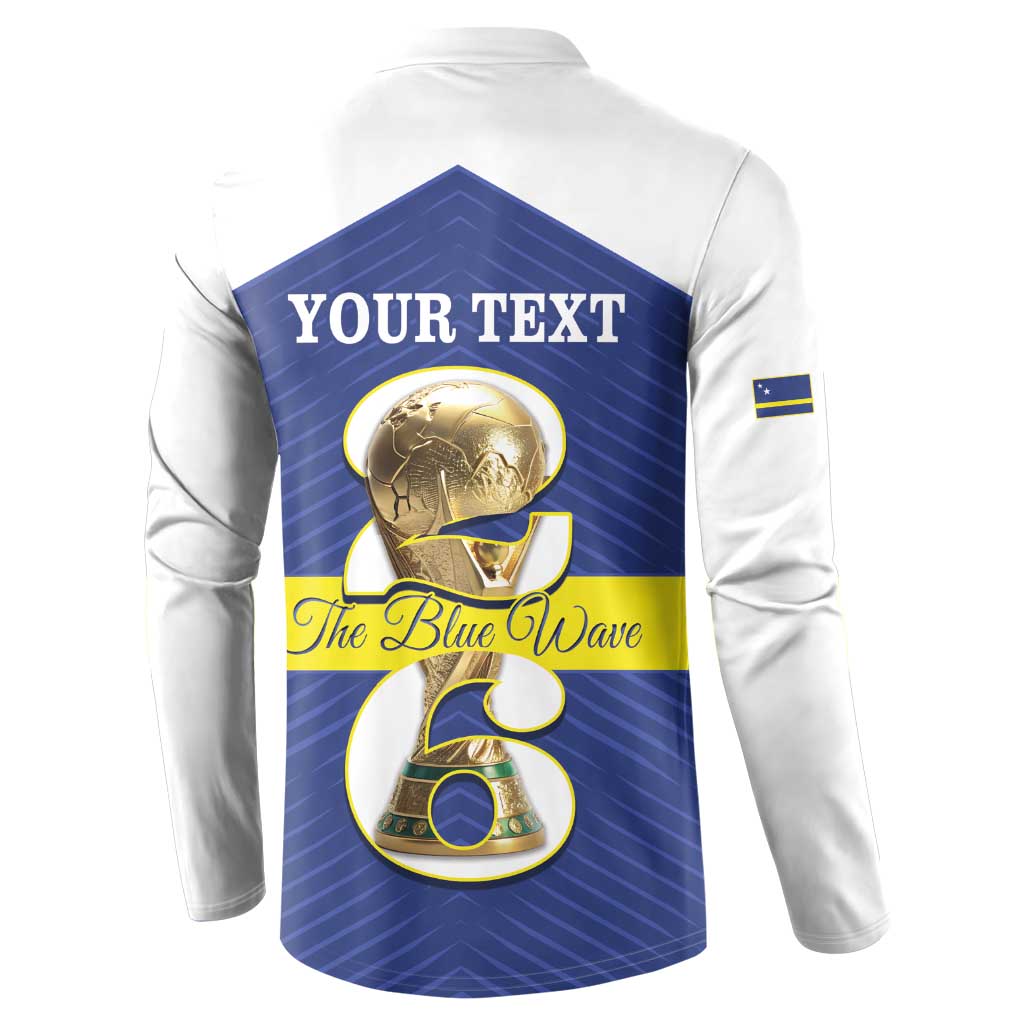 Personalized Curacao Football Button Sweatshirt 2026 The Blue Wave is Rising - Wonder Print Shop