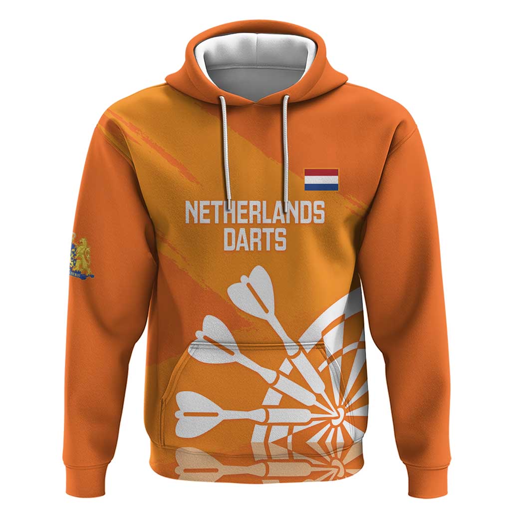 Personalised Netherlands Darts Hoodie Holland National Color - Grunge Style - Wonder Print Shop