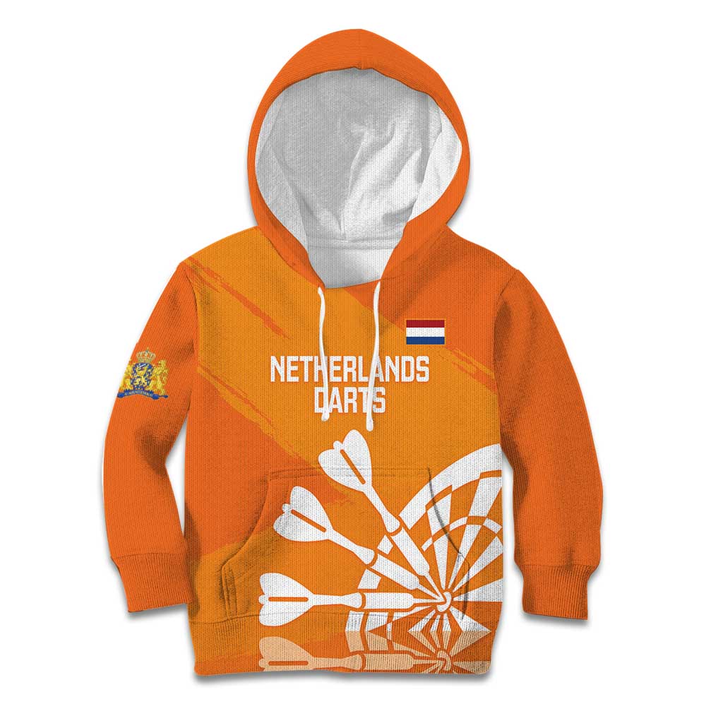 Personalised Netherlands Darts Kid Hoodie Holland National Color - Grunge Style - Wonder Print Shop