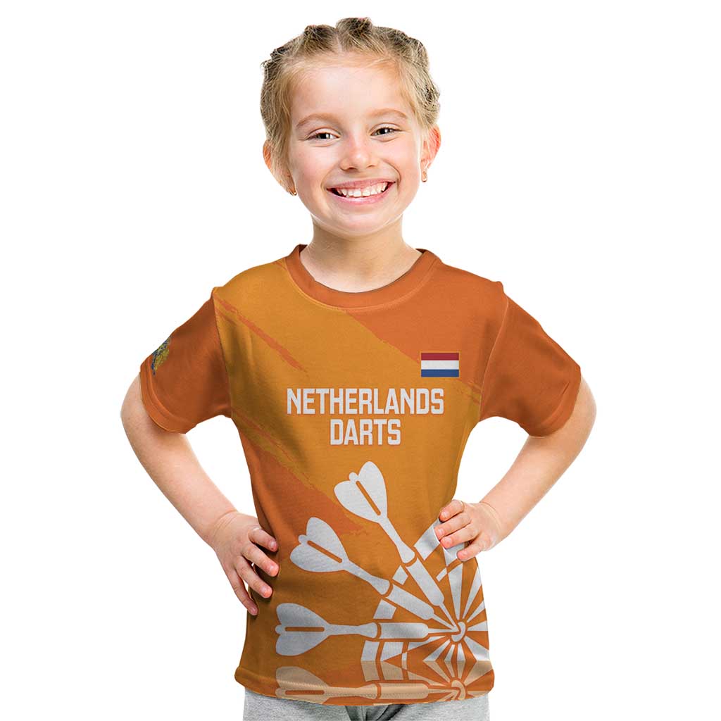 Personalised Netherlands Darts Kid T Shirt Holland National Color - Grunge Style - Wonder Print Shop