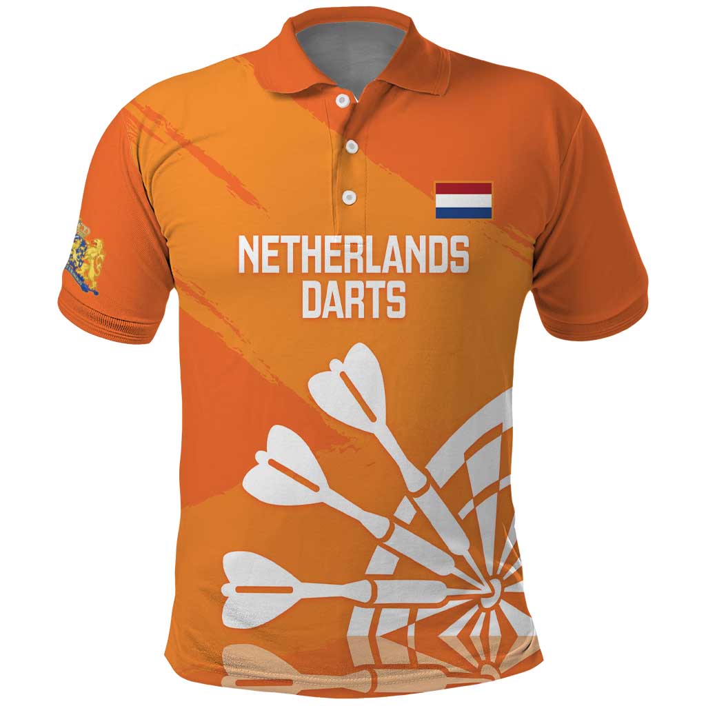 Personalised Netherlands Darts Polo Shirt Holland National Color - Grunge Style - Wonder Print Shop