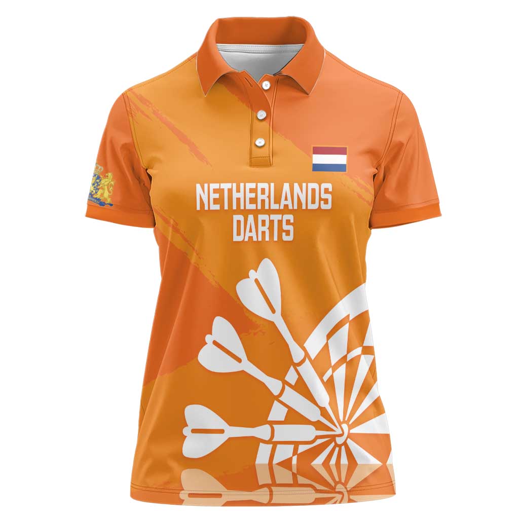 Personalised Netherlands Darts Women Polo Shirt Holland National Color - Grunge Style