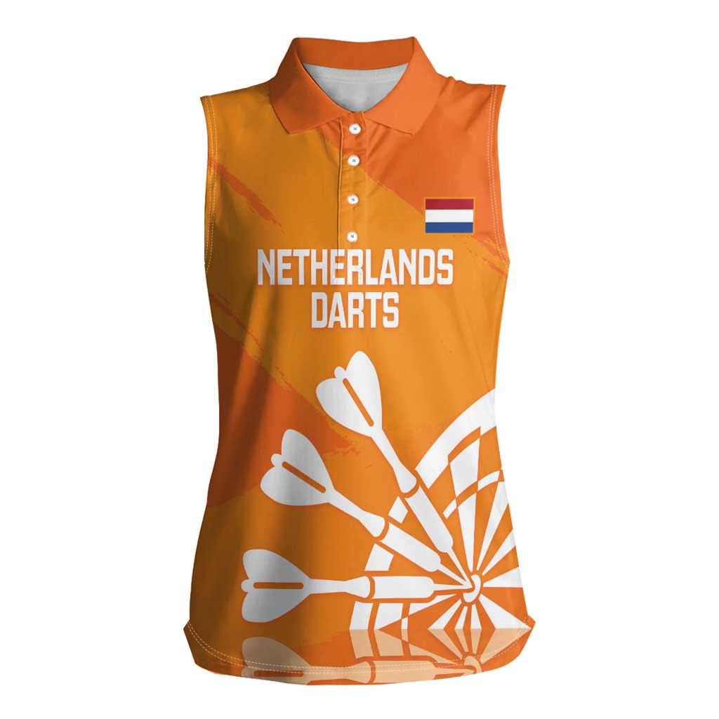 Personalised Netherlands Darts Women Sleeveless Polo Shirt Holland National Color - Grunge Style