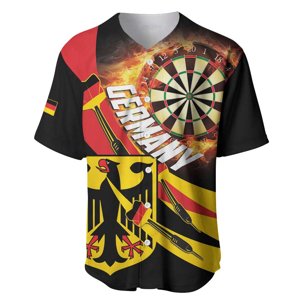 Germany Darts Baseball Jersey Flaming Dartboard Style - Wonder Print Shop