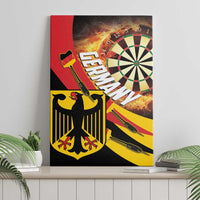 Framed canvas wall art featuring Germany dartboard, flame background, eagle and darts in red yellow