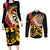 Germany Darts Couples Matching Long Sleeve Bodycon Dress and Long Sleeve Button Shirt Flaming Dartboard Style - Wonder Print Shop