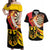 Germany Darts Couples Matching Off Shoulder Maxi Dress and Hawaiian Shirt Flaming Dartboard Style - Wonder Print Shop