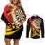 Germany Darts Couples Matching Off Shoulder Short Dress and Long Sleeve Button Shirt Flaming Dartboard Style - Wonder Print Shop