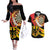 Germany Darts Couples Matching Off The Shoulder Long Sleeve Dress and Hawaiian Shirt Flaming Dartboard Style - Wonder Print Shop