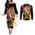 Personalised Germany Darts Couples Matching Off The Shoulder Long Sleeve Dress and Long Sleeve Button Shirt Flaming Dartboard Style