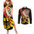 Germany Darts Couples Matching Summer Maxi Dress and Long Sleeve Button Shirt Flaming Dartboard Style - Wonder Print Shop