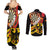 Germany Darts Couples Matching Summer Maxi Dress and Long Sleeve Button Shirt Flaming Dartboard Style - Wonder Print Shop