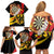 Germany Darts Family Matching Off Shoulder Short Dress and Hawaiian Shirt Flaming Dartboard Style - Wonder Print Shop