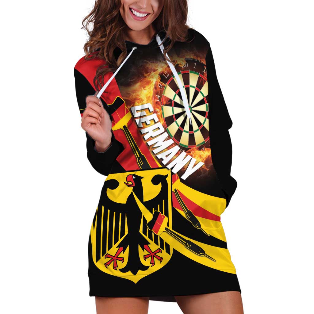 Germany Darts Hoodie Dress Flaming Dartboard Style - Wonder Print Shop