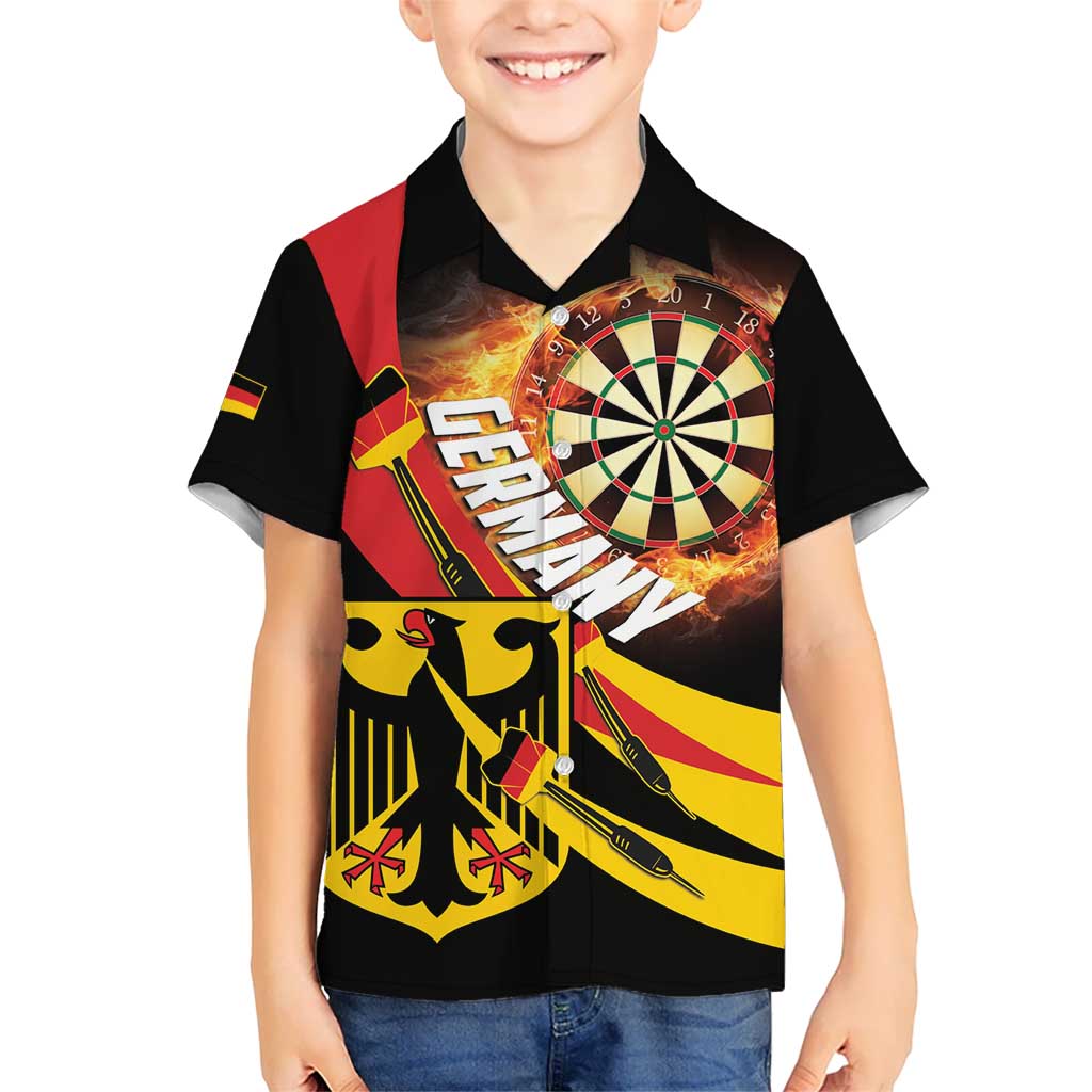 Personalised Germany Darts Kid Hawaiian Shirt Flaming Dartboard Style