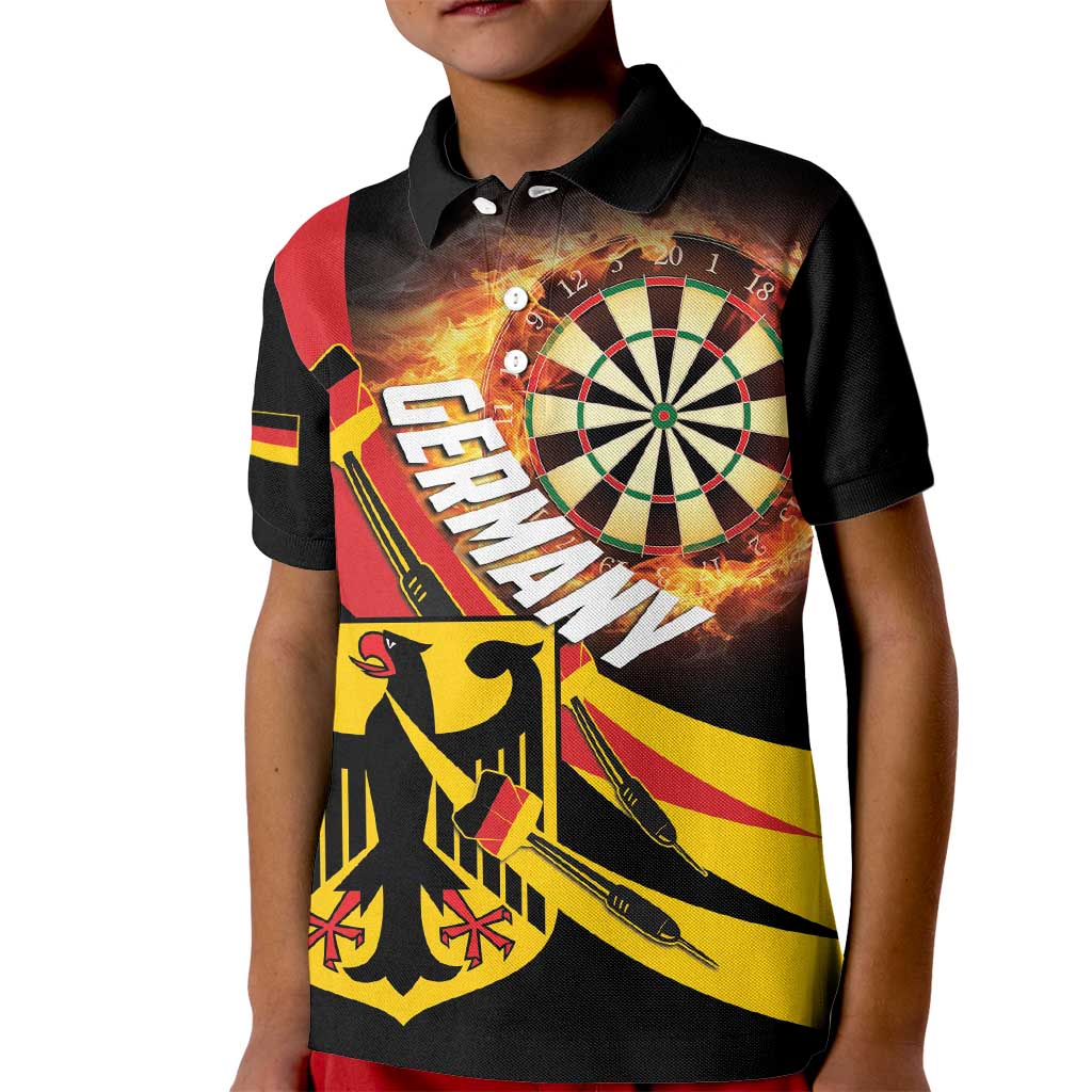 Germany Darts Kid Polo Shirt Flaming Dartboard Style - Wonder Print Shop